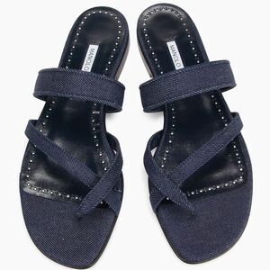 Manolo Blahnik Susaperf Cotton Flat Sandals size 37